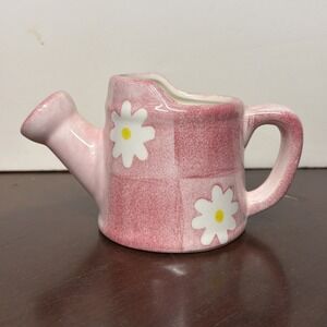 Lovely 6.5" Floral Ceramic Water Sprinkler Planter Pot Pink Daisy Watering Can